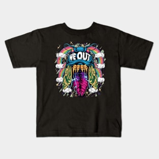 Funny Rainbow Cicada We Out Cute Cicada Brood Emergence Kids T-Shirt